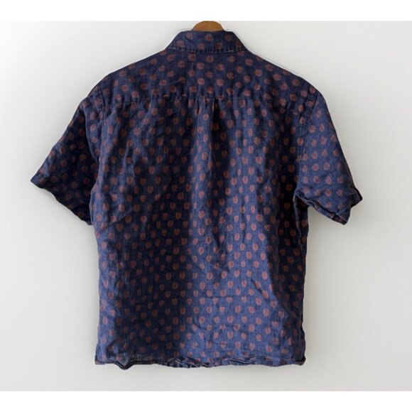 Peter Millar Short Sleeve Shirt Sz M Blue Button Up Fern All Over Print - Picture 3 of 12